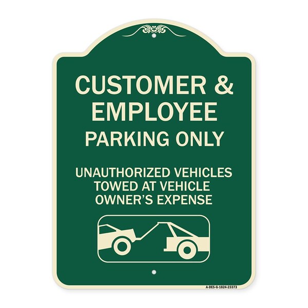 Signmission Parking Restriction Customer and Employee Parking Only Unauthorized Vehicles Towed at, G-1824-23373 A-DES-G-1824-23373 - main
